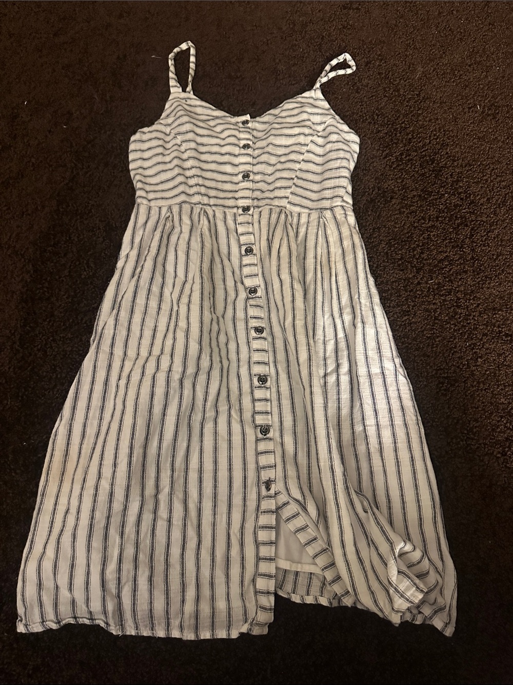Old Navy White and Navy Striped Button-Front Sundress